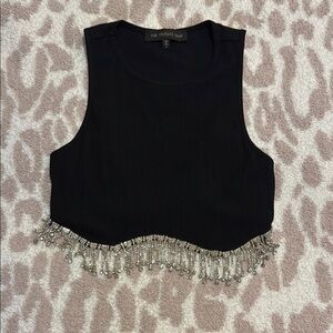 The Vintage Shop Black Embellished Crop Tank Top